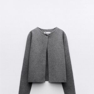 Zara Gray Blazer Contemporary Knit Design